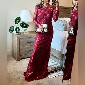 Red Sequin Long Formal Ballgown Dress